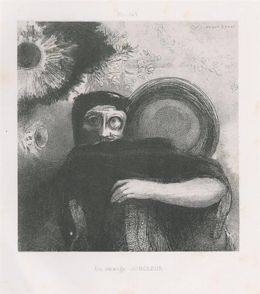 A strange Juggler by Odilon Redon Symbolism Art dated 1885