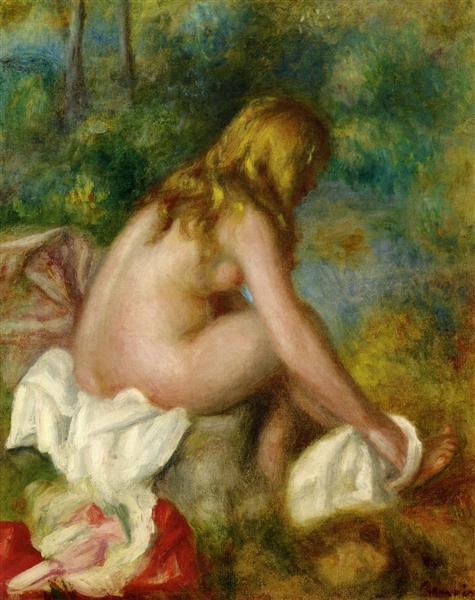 Bather, Seated Nude by Pierre-Auguste Renoir Impressionism Art dated 1895