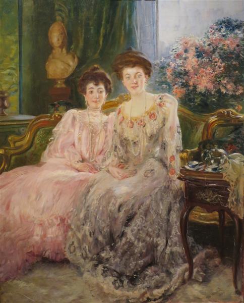 Portrait of the Kharitonenko Sisters by Paul-Albert Besnard Impressionism Art dated 1903