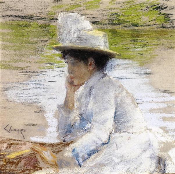 Portrait of Mrs. Chase by William Merritt Chase Impressionism Art dated 1886