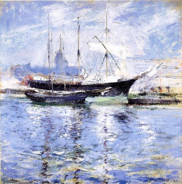 Bark and Schooner (also known as An Italian Barque) by John Henry Twachtman Impressionism Art dated 1901