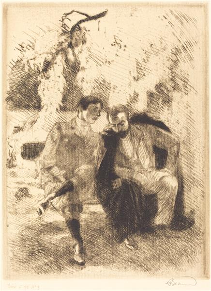 Confidences by Paul-Albert Besnard Impressionism Art dated 1900