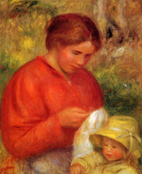 Woman and Child by Pierre-Auguste Renoir Impressionism Art dated 1900