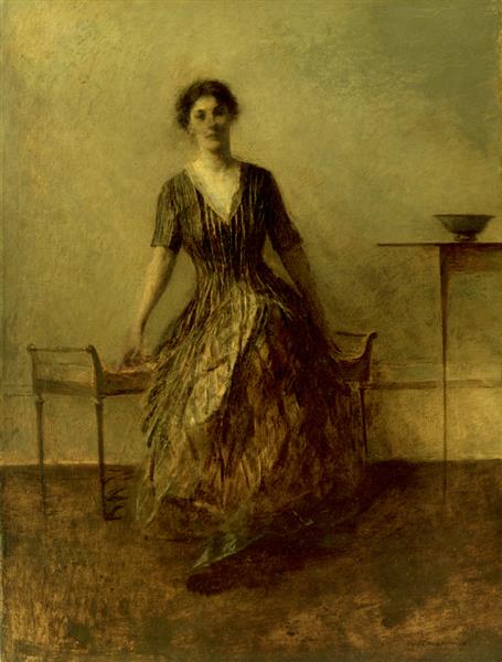 Black And Gold by Thomas Dewing Tonalism Art dated 1917