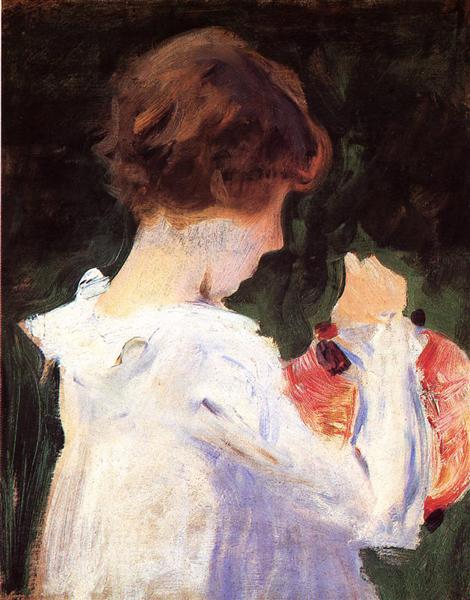 Study of Polly Barnard for &quot;Carnation, Lily, Lily, Rose&quot; by John Singer Sargent Impressionism Art dated 1885