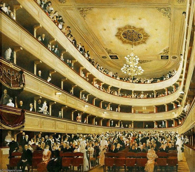 The Old Burgtheater by Gustav Klimt Art Nouveau (Modern) Art dated 1889