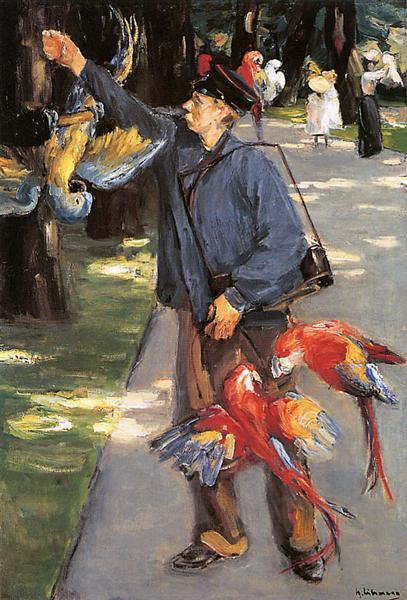 Parrot caretaker in Artis by Max Liebermann Impressionism Art dated 1902