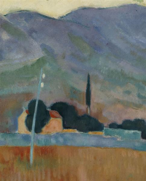 Landscape by Konstantinos Parthenis Symbolism Art dated 1911