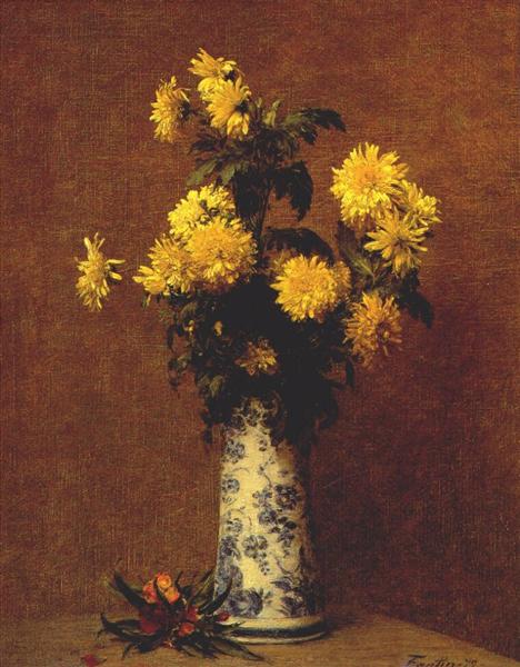 Chrysanthemums by Henri Fantin-Latour Realism Art dated 1879