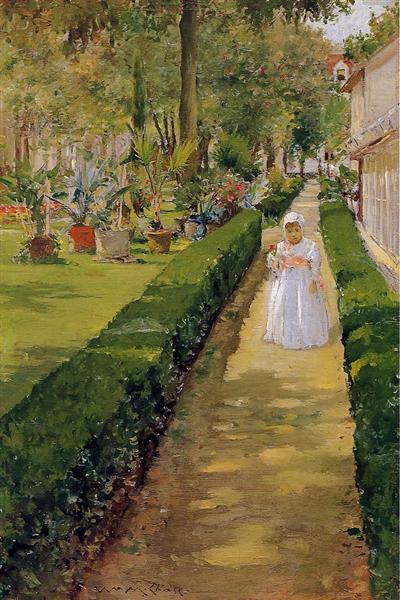 Child  on a Garden Walk by William Merritt Chase Impressionism Art dated 1888