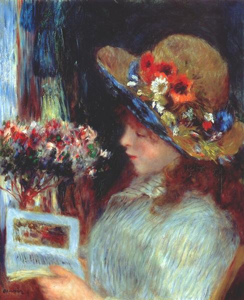 Young girl reading by Pierre-Auguste Renoir Impressionism Art dated 1886