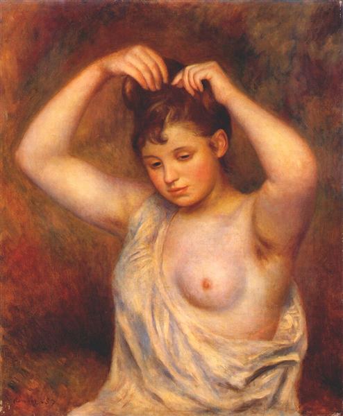 Woman Combing Her Hair by Pierre-Auguste Renoir Impressionism Art dated 1887