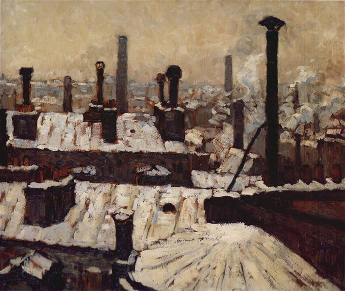 Rooftops in the Snow, Paris by Gustave Caillebotte Impressionism Art dated 1878