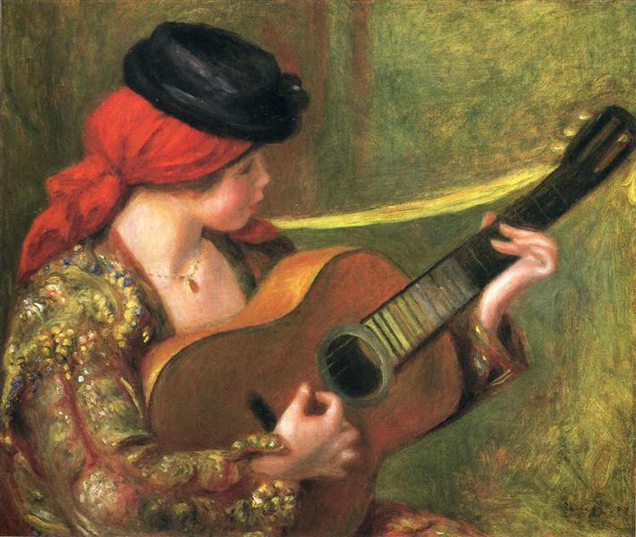 Young Spanish Woman with a Guitar by Pierre-Auguste Renoir Impressionism Art dated 1898