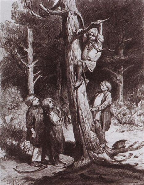 Children are ruining the nest by Viktor Vasnetsov Realism Art