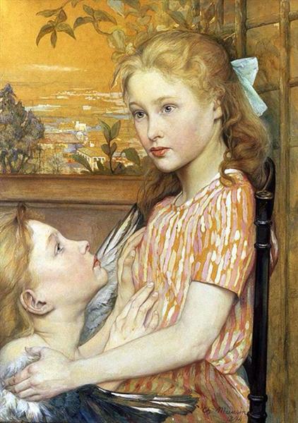 A Girl With Her Guardian Angel by Charles Maurin Post-Impressionism Art