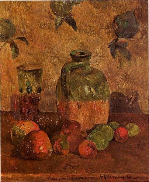 Apples, Jug, Iridescent Glass by Paul Gauguin Post-Impressionism Art dated 1884