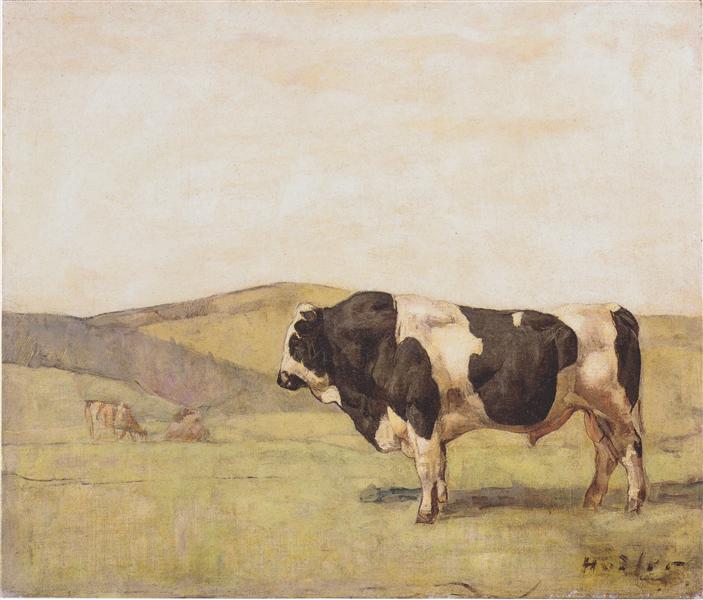 The bull by Ferdinand Hodler Realism Art dated 1878