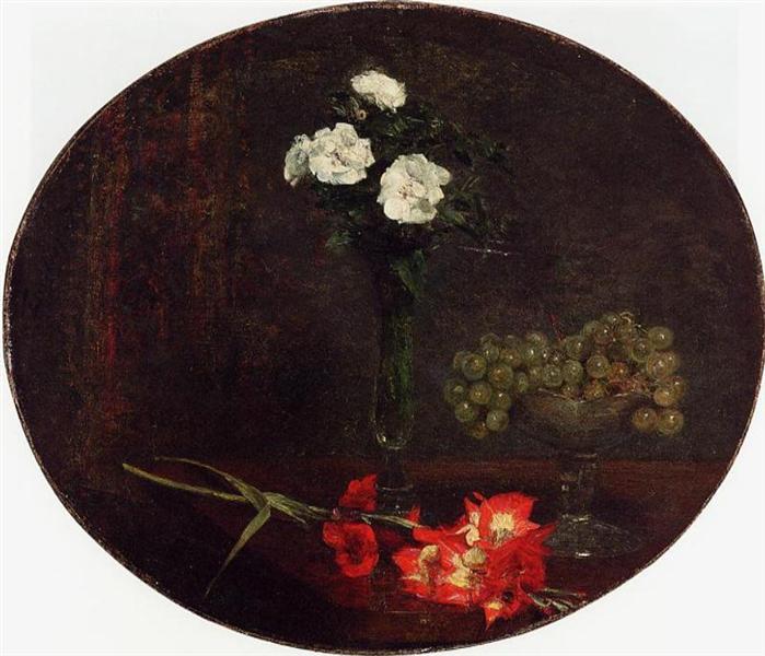 Still Life with Flowers by Henri Fantin-Latour Realism Art dated 1871