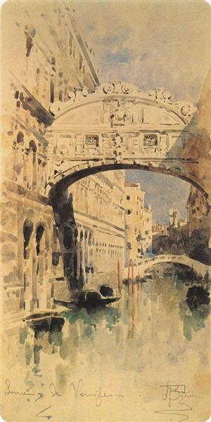 Venice. Bridge of Sighs by Mikhail Vrubel Symbolism Art dated 1894