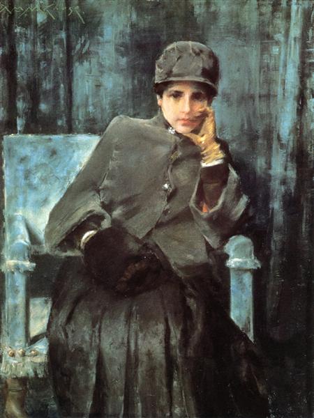 Meditation (Portrait of the Artist&#39;s Wife) by William Merritt Chase Impressionism Art dated 1886