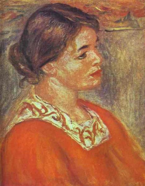 Woman in a Red Blouse by Pierre-Auguste Renoir Impressionism Art