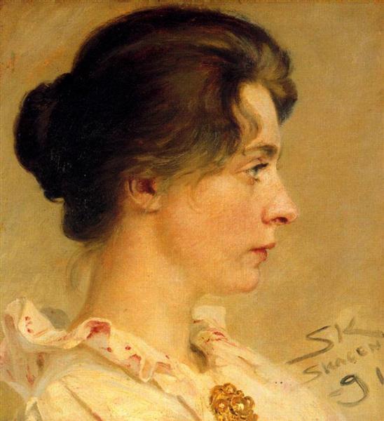 Marie in Profile by Peder Severin Kroyer Realism Art dated 1891