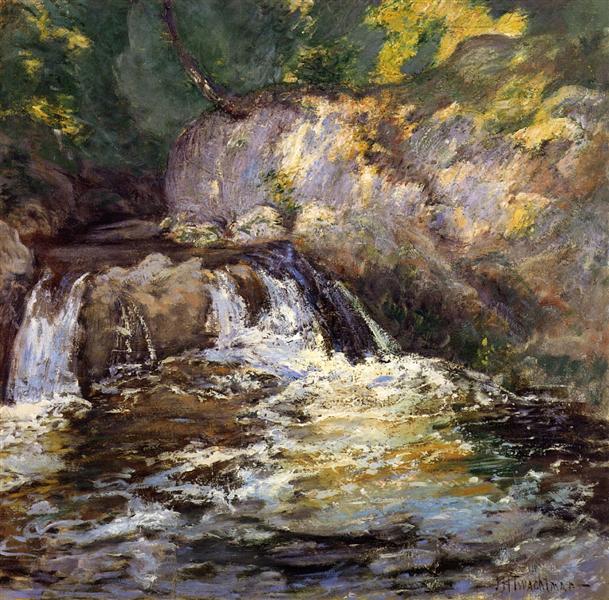 Waterfall by John Henry Twachtman Impressionism Art dated 1898