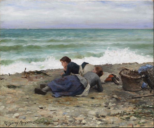 High Tide, &#201;tretat by Daniel Ridgway Knight Realism Art dated 1884