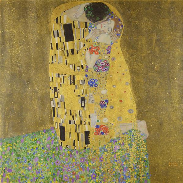 The Kiss by Gustav Klimt Art Nouveau (Modern) Art dated 1908