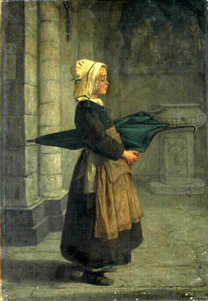 Breton peasant woman by Alexandre Antigna Realism Art dated 1850