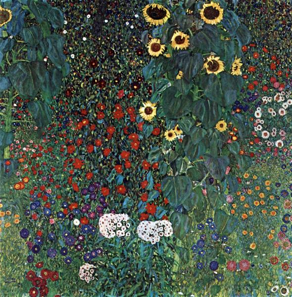 Country Garden with Sunflowers by Gustav Klimt Art Nouveau (Modern) Art dated 1906