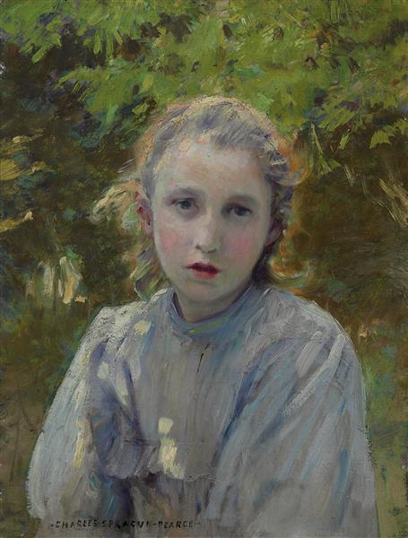 Portrait of a Young Girl by Charles Sprague Pearce Impressionism Art