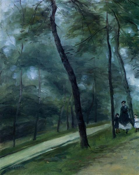 A Walk in the Woods (Madame Lecoeur and Her Children) by Pierre-Auguste Renoir Impressionism Art dated 1870