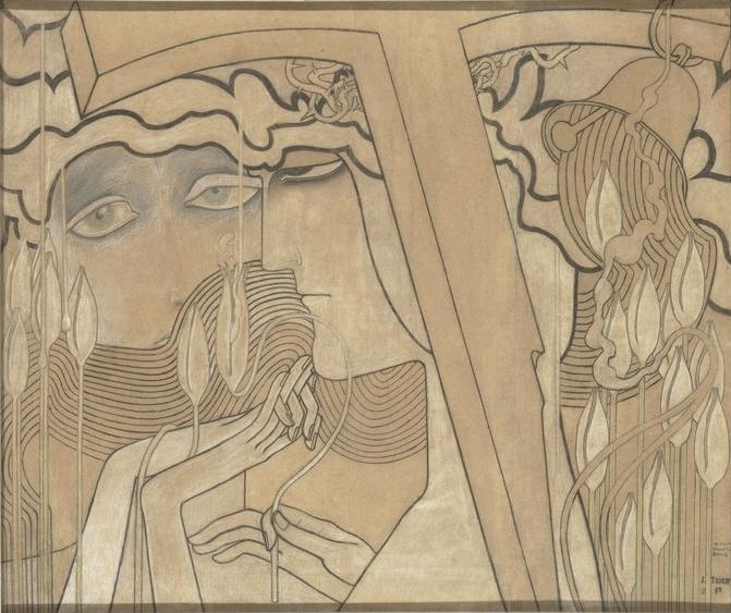 The Desire and the Satisfaction by Jan Toorop Art Nouveau (Modern) Art dated 1893