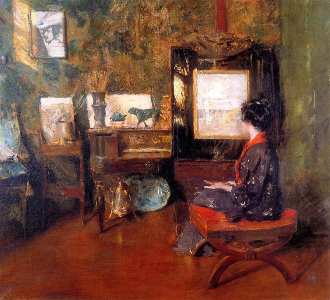 Alice in studio in Shinnecock Long Island Sun by William Merritt Chase Japonism Art