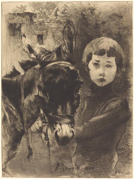 Robert Besnard and His Donkey by Paul-Albert Besnard Impressionism Art dated 1888