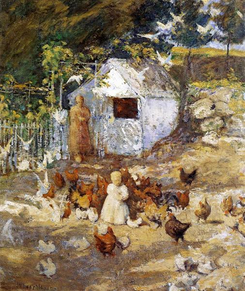 Barnyard by John Henry Twachtman Impressionism Art dated 1900