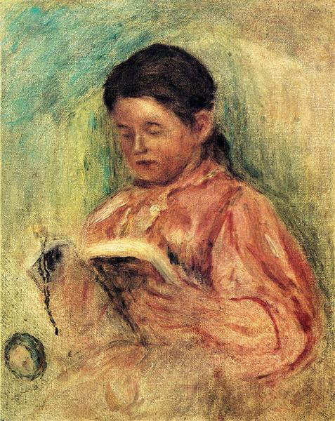 Woman Reading by Pierre-Auguste Renoir Impressionism Art dated 1909