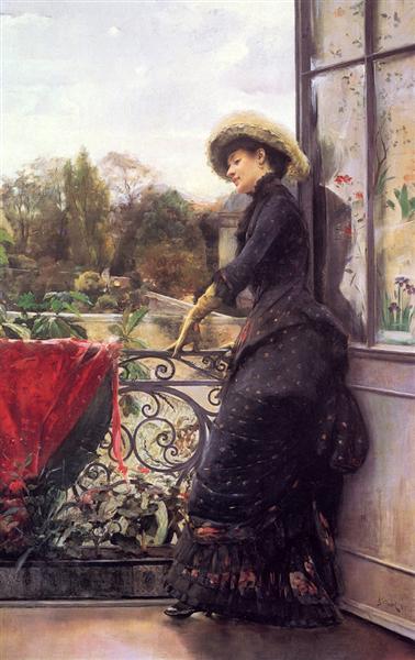 On The Terrace by Julius LeBlanc Stewart Realism Art dated 1884