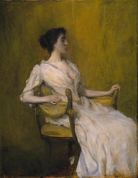 Lady in White by Thomas Dewing Tonalism Art dated 1901