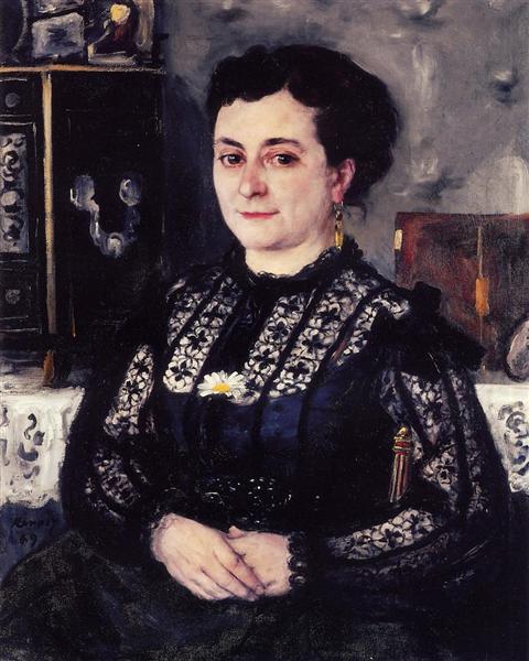 Woman in a Lace Blouse by Pierre-Auguste Renoir Realism Art dated 1869