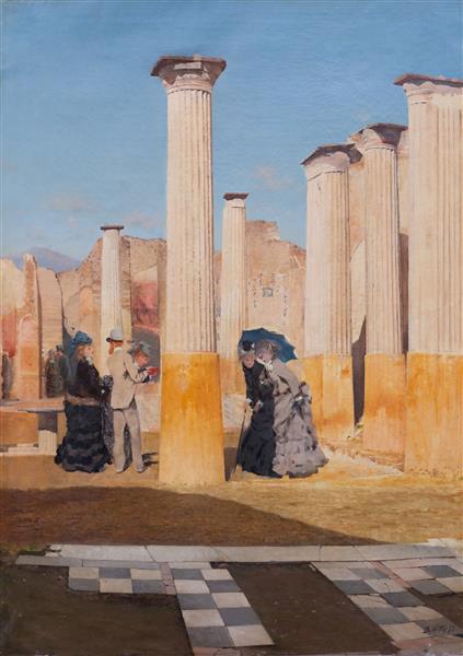 Forum in Pompeii by Giuseppe De Nittis Impressionism Art dated 1875