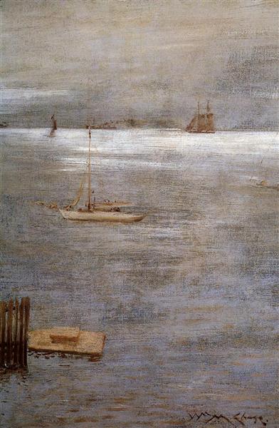 Sailboat at Anchor by William Merritt Chase Impressionism Art dated 1881