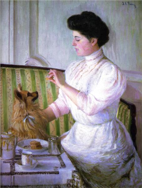 Lady at the Tea Table by Lilla Cabot Perry Impressionism Art dated 1905