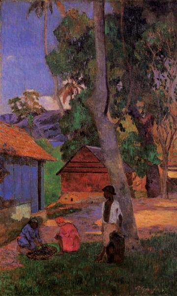 Around the huts by Paul Gauguin Post-Impressionism Art dated 1887