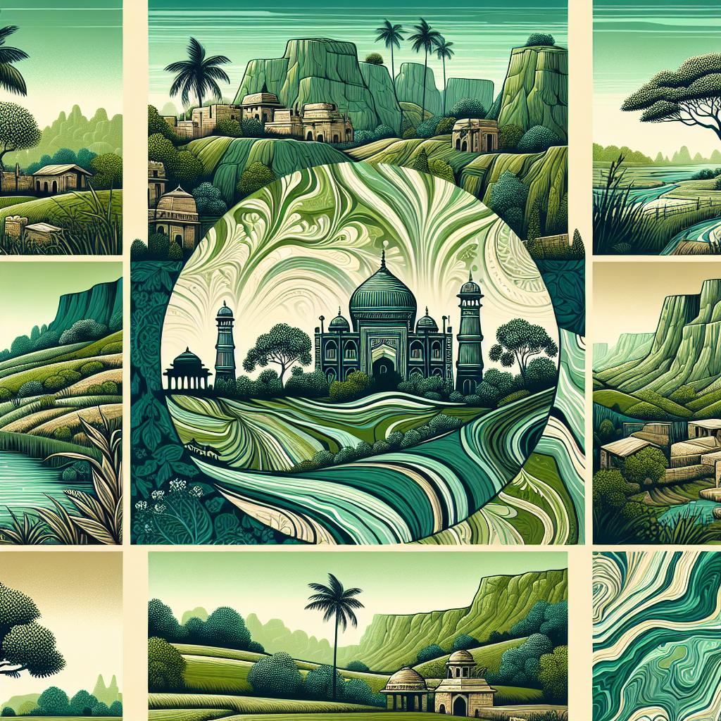 Verdant Adbhutum Landscape Art - Indian Nature Cities, Villages, and Modern Towns