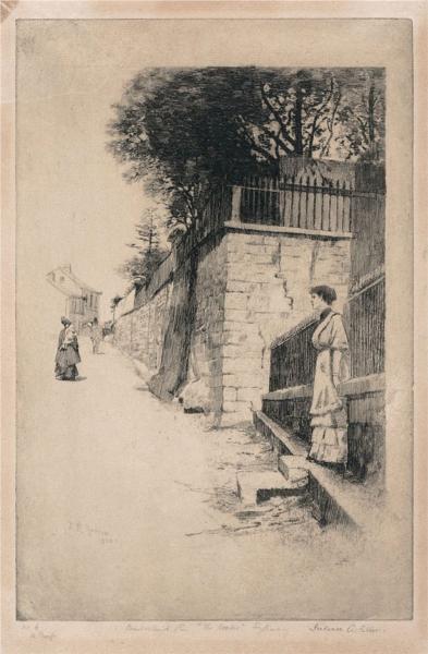 Cumberland St, The Rocks, Sydney by Julian Ashton Impressionism Art dated 1893