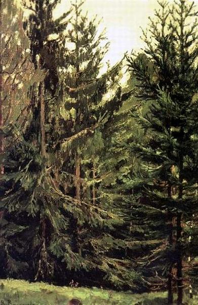 Edge of the spruce forest by Viktor Vasnetsov Realism Art dated 1881