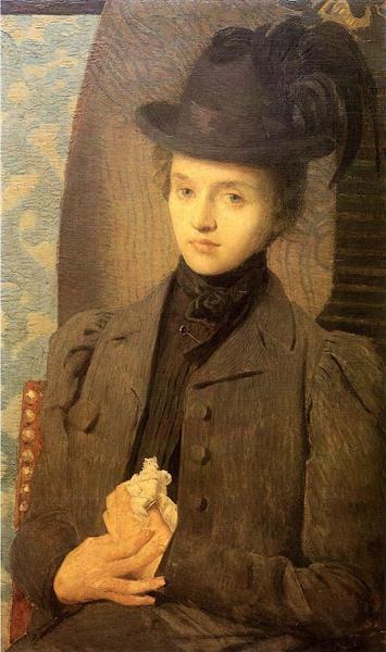 The Black Hat by Julian Alden Weir Impressionism Art dated 1898